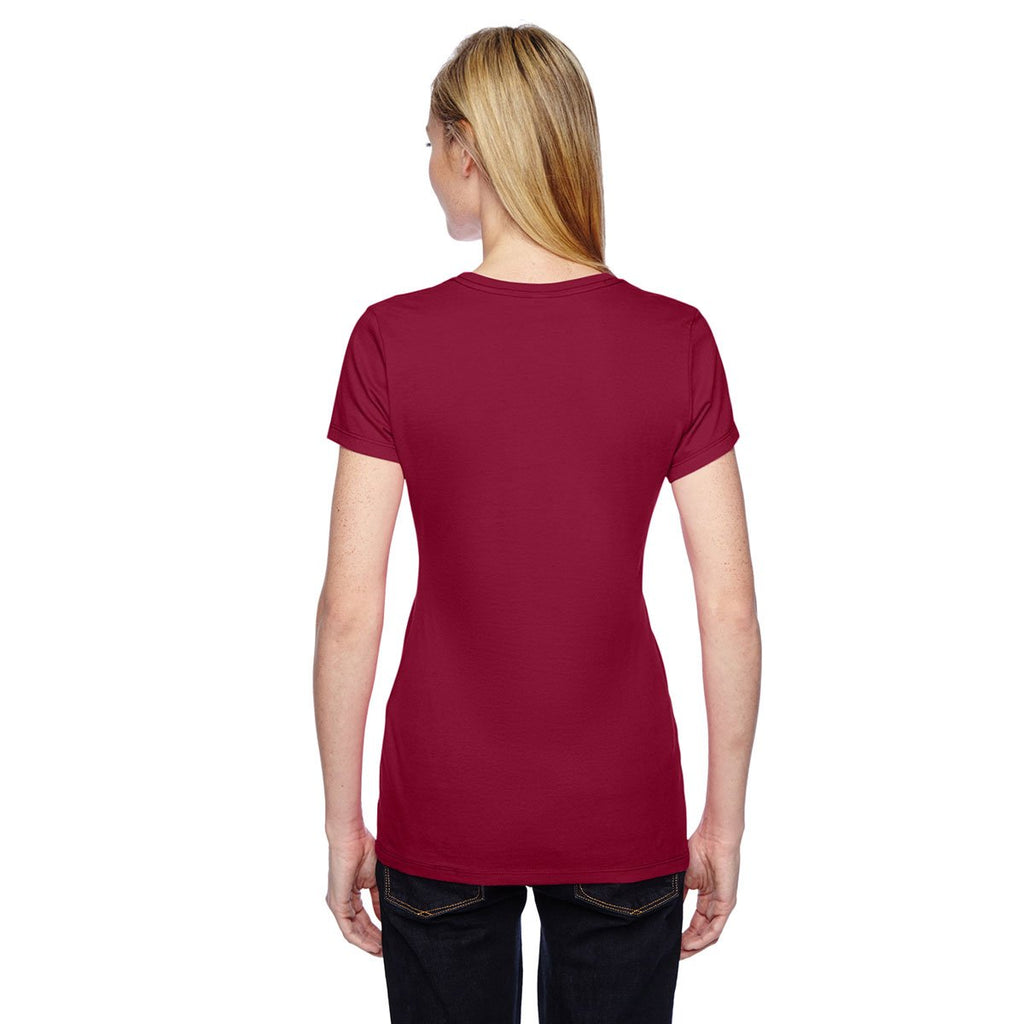 Fruit of the Loom Women's Cardinal 4.7 oz Sofspun Jersey Junior Crew T-Shirt