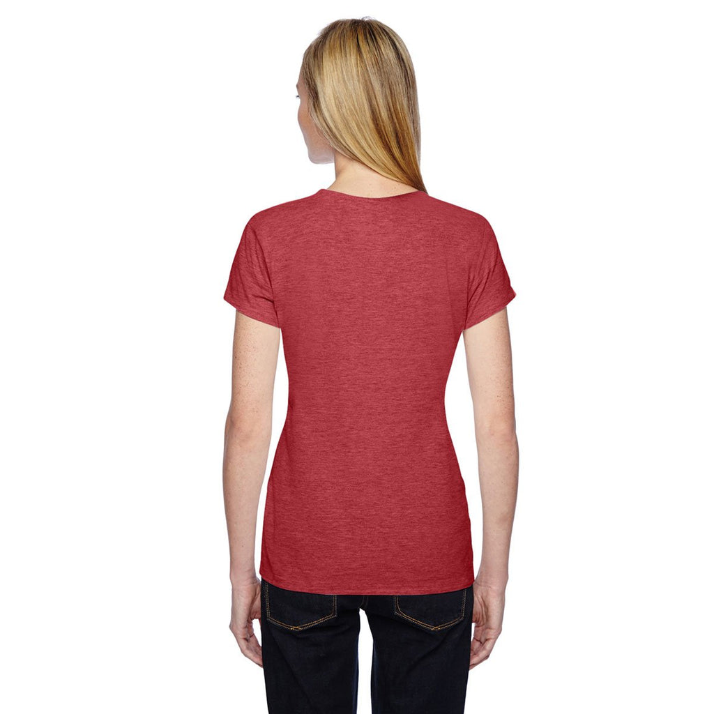 Fruit of the Loom Women's Brick Heather 4.7 oz Sofspun Jersey Junior Crew T-Shirt