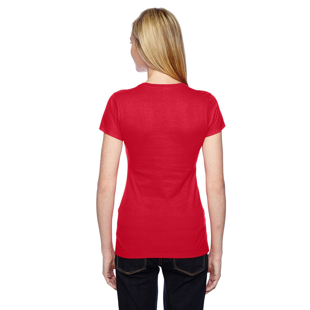 Fruit of the Loom Women's Fiery Red 4.7 oz Sofspun Jersey Junior Crew T-Shirt
