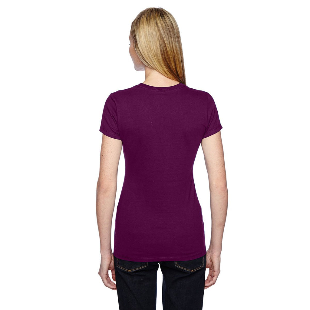 Fruit of the Loom Women's Wild Plum 4.7 oz Sofspun Jersey Junior Crew T-Shirt