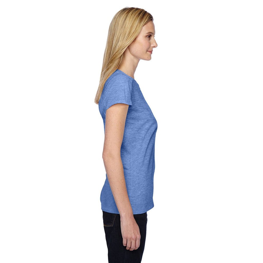 Fruit of the Loom Women's Carolina Heather 4.7 oz Sofspun Jersey Junior Crew T-Shirt
