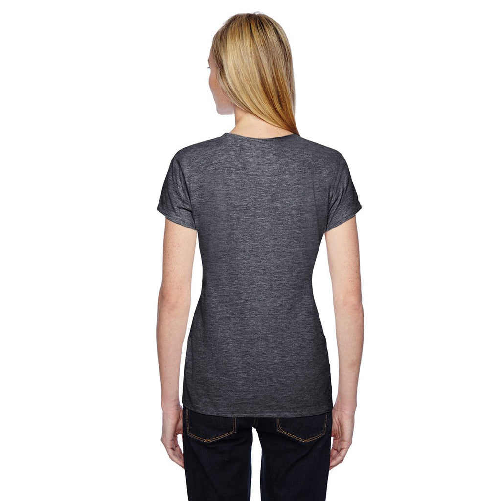 Fruit of the Loom Women's Charcoal Heather 4.7 oz Sofspun Jersey Junior Crew T-Shirt