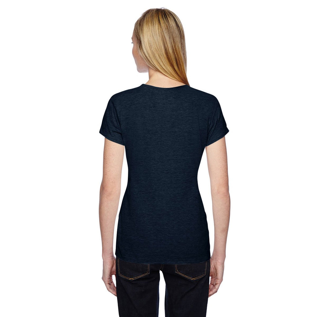 Fruit of the Loom Women's Indigo Heather 4.7 oz Sofspun Jersey Junior Crew T-Shirt