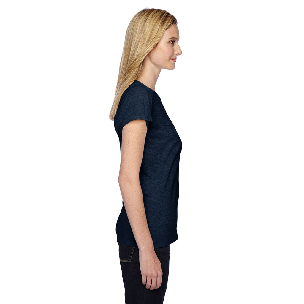 Fruit of the Loom Women's Indigo Heather 4.7 oz Sofspun Jersey Junior Crew T-Shirt