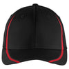 Sport-Tek Black/True Red Flexfit Performance Colorblock Cap