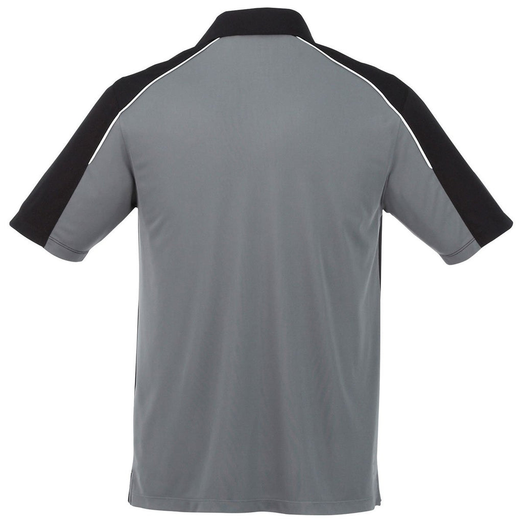 Elevate Men's Steel Grey/Black/White Martis Short Sleeve Polo