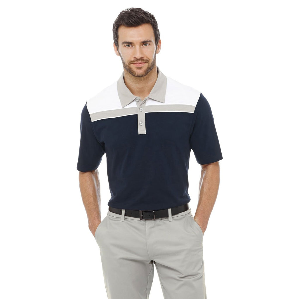 Elevate Men's Navy/Fossil/White Gydan Short Sleeve Polo