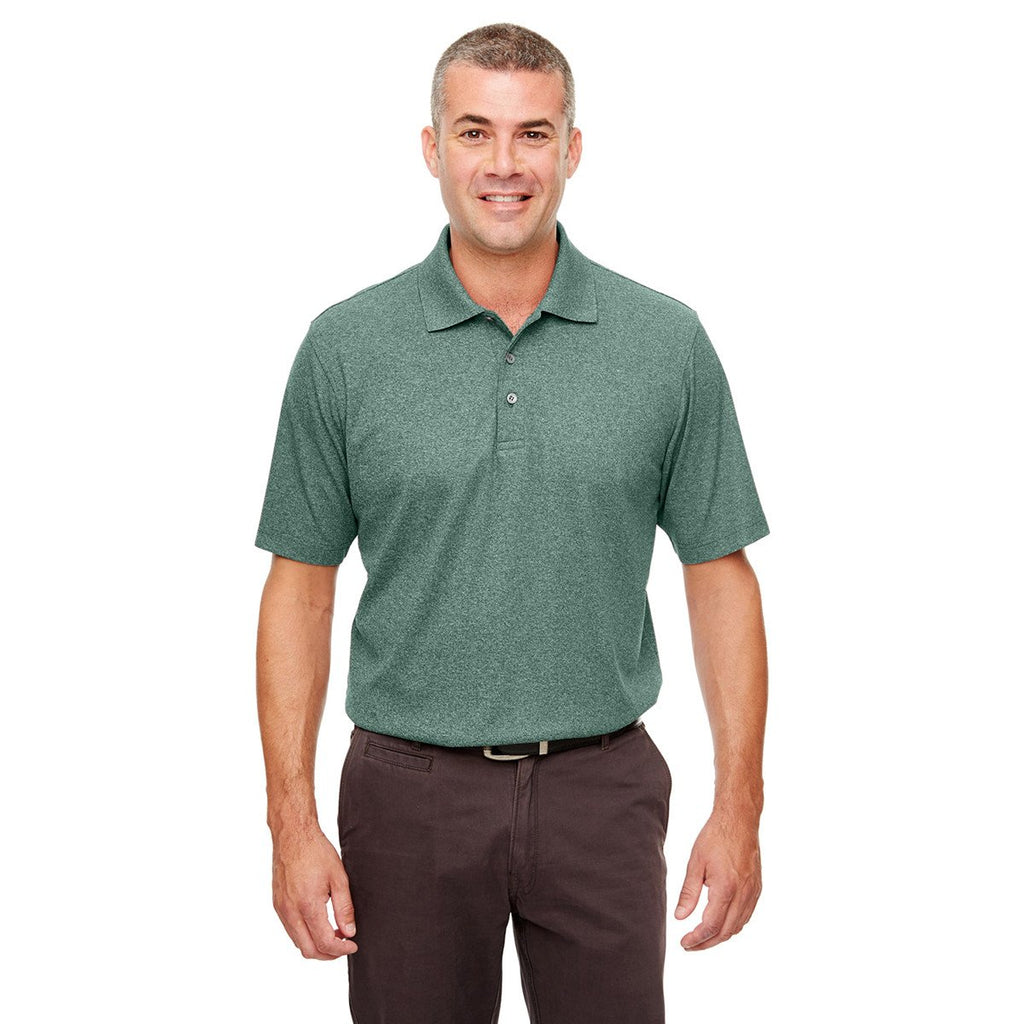 UltraClub Men's Forest Green Heather Heathered Pique Polo