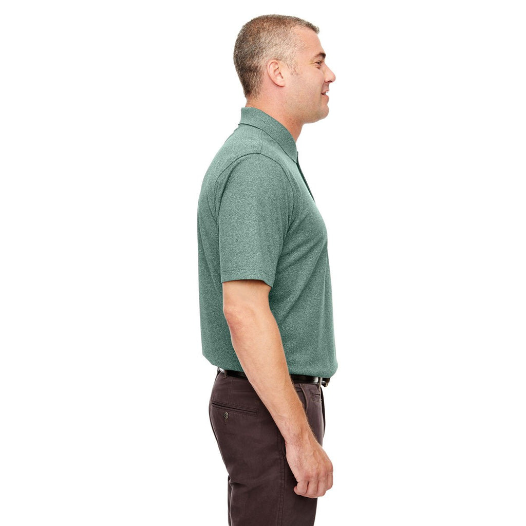 UltraClub Men's Forest Green Heather Heathered Pique Polo