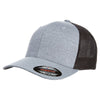 FlexFit Heather/Black Adult Poly Melange Stretch Mesh Cap