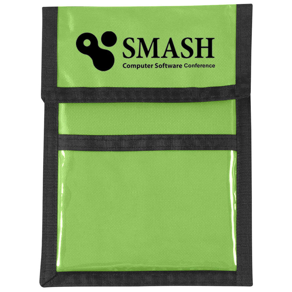 Hit Lime Green Nylon Neck Wallet Badge Holder