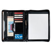 Leed's Black Renaissance Italian Style Leather Zippered Padfolio with FSC Mix Paper