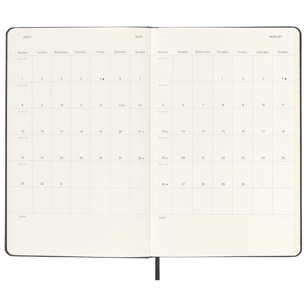 Moleskine Black Hard Cover Large 12-Month Weekly 2024 Planner and GO Pen Gift Set