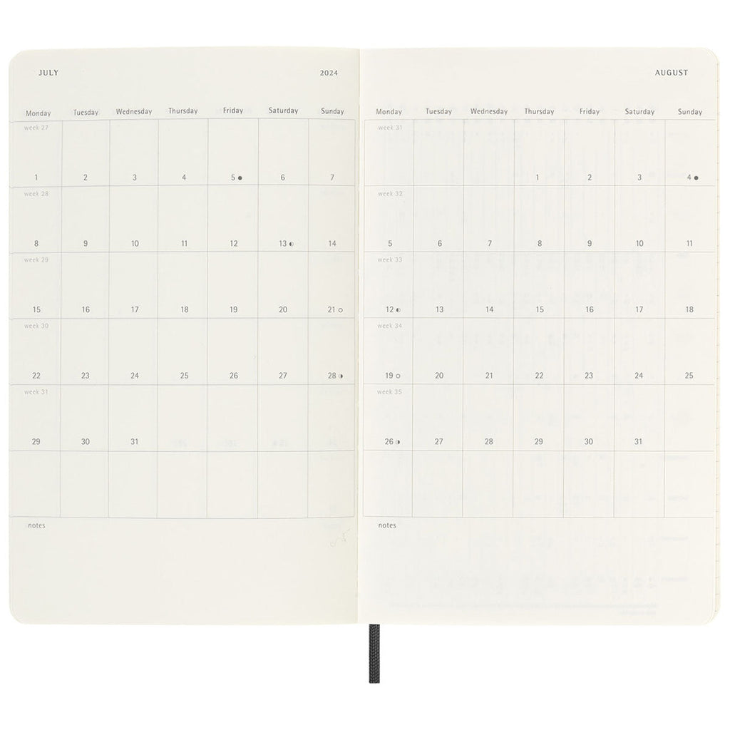 Moleskine Black Soft Cover Large 12-Month Weekly 2024 Planner and GO Pen Gift Set