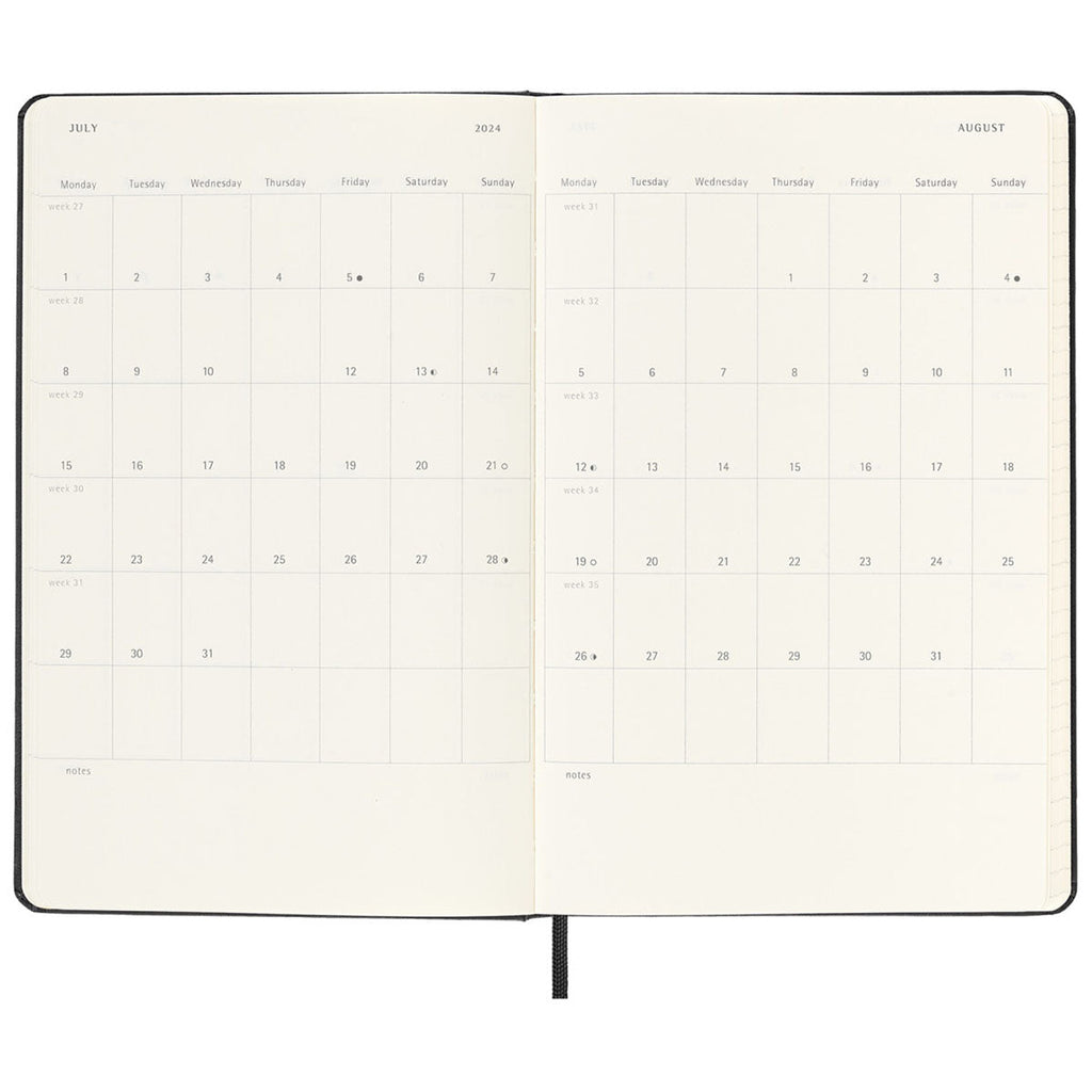 Moleskine Black Hard Cover Large 12-Month Daily 2024 Planner