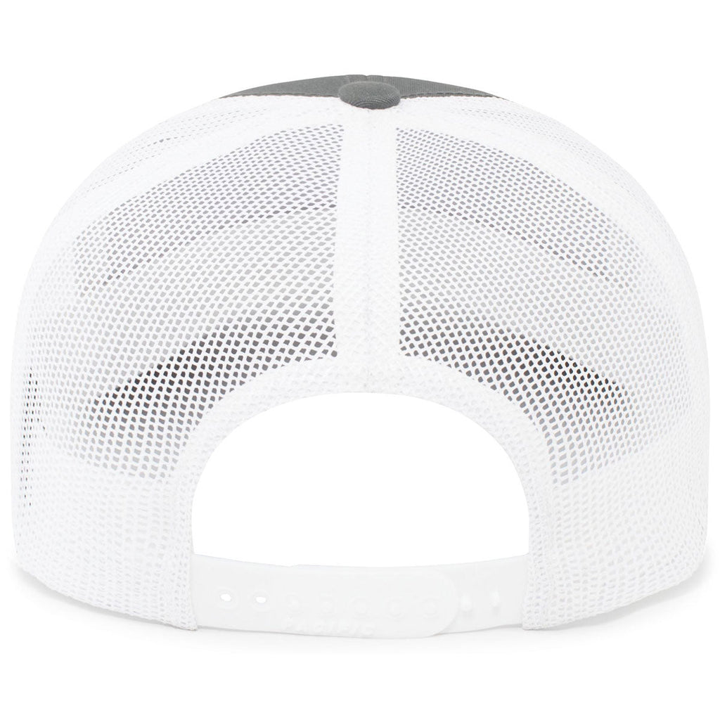 Pacific Headwear Graphite/White/Graphite Trucker Snapback Braid Cap