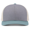 Pacific Headwear Heather Grey/Beige/Smoke Blue Snapback Trucker Mesh Cap