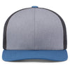 Pacific Headwear Heather Grey/Lt Charcoal/Ocean Blue Snapback Trucker Mesh Cap