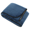 Leed's Navy Oversized Wearable WFH Cozy Fleece Sherpa Blanket