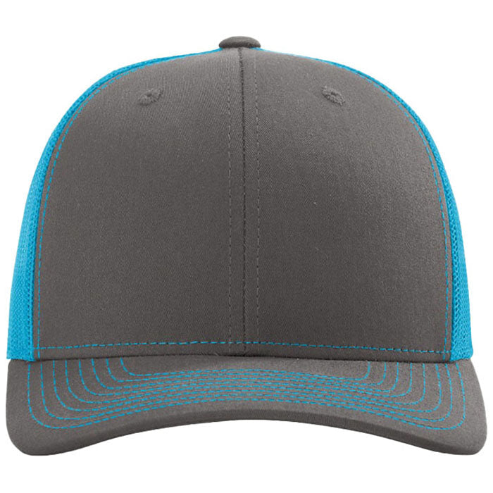 Richardson Charcoal/Neon Blue Trucker Cap