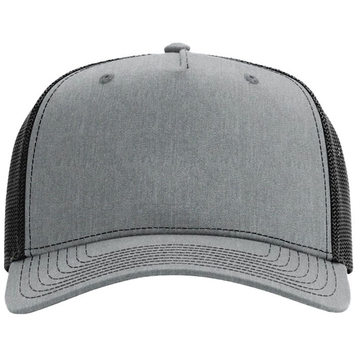 Richardson Heather Grey/Black Five-Panel Champ Trucker