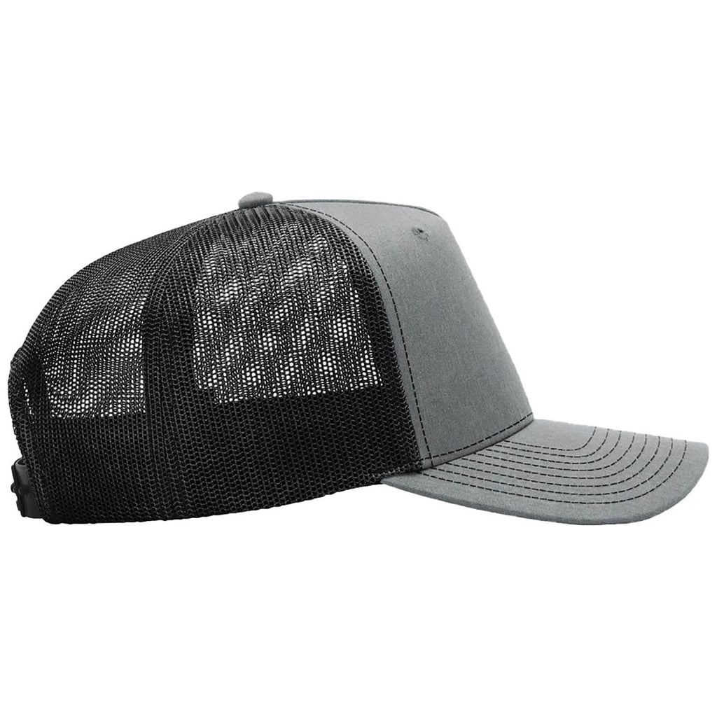 Richardson Heather Grey/Black Five-Panel Champ Trucker
