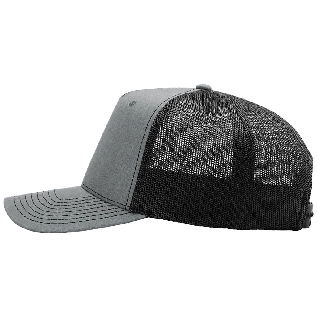 Richardson Heather Grey/Black Five-Panel Champ Trucker