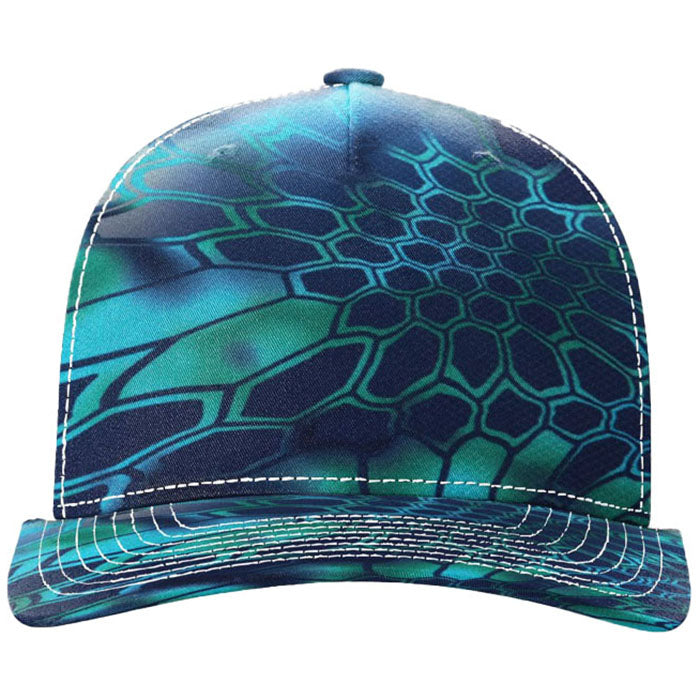 Richardson Kryptek Pontus/White Printed Five-Panel Trucker
