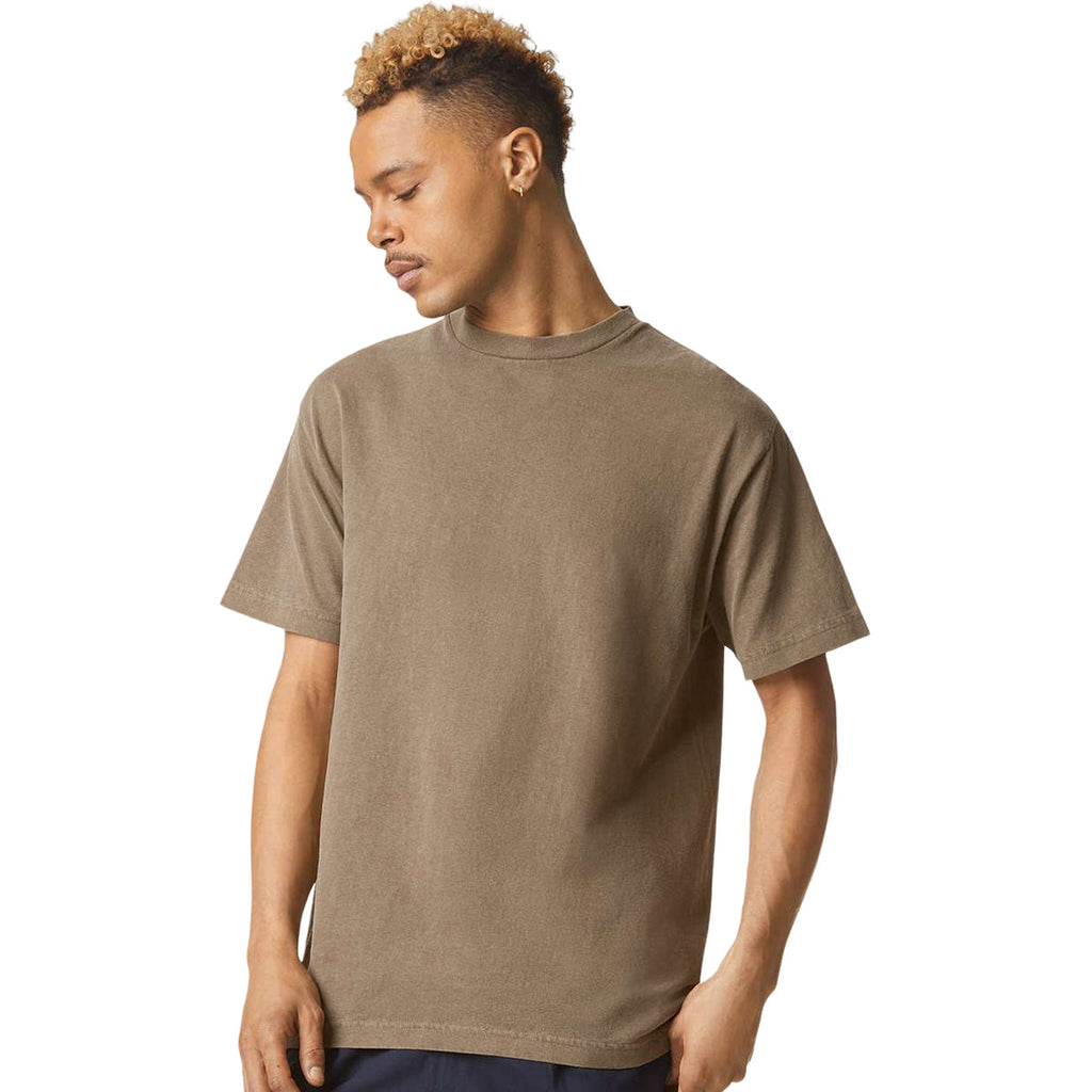 American Apparel Unisex Faded Brown Garment Dyed Heavyweight Cotton Tee
