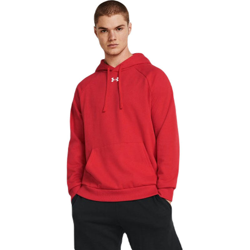 Under Armour Men's Red/White Rival Fleece Hoodie