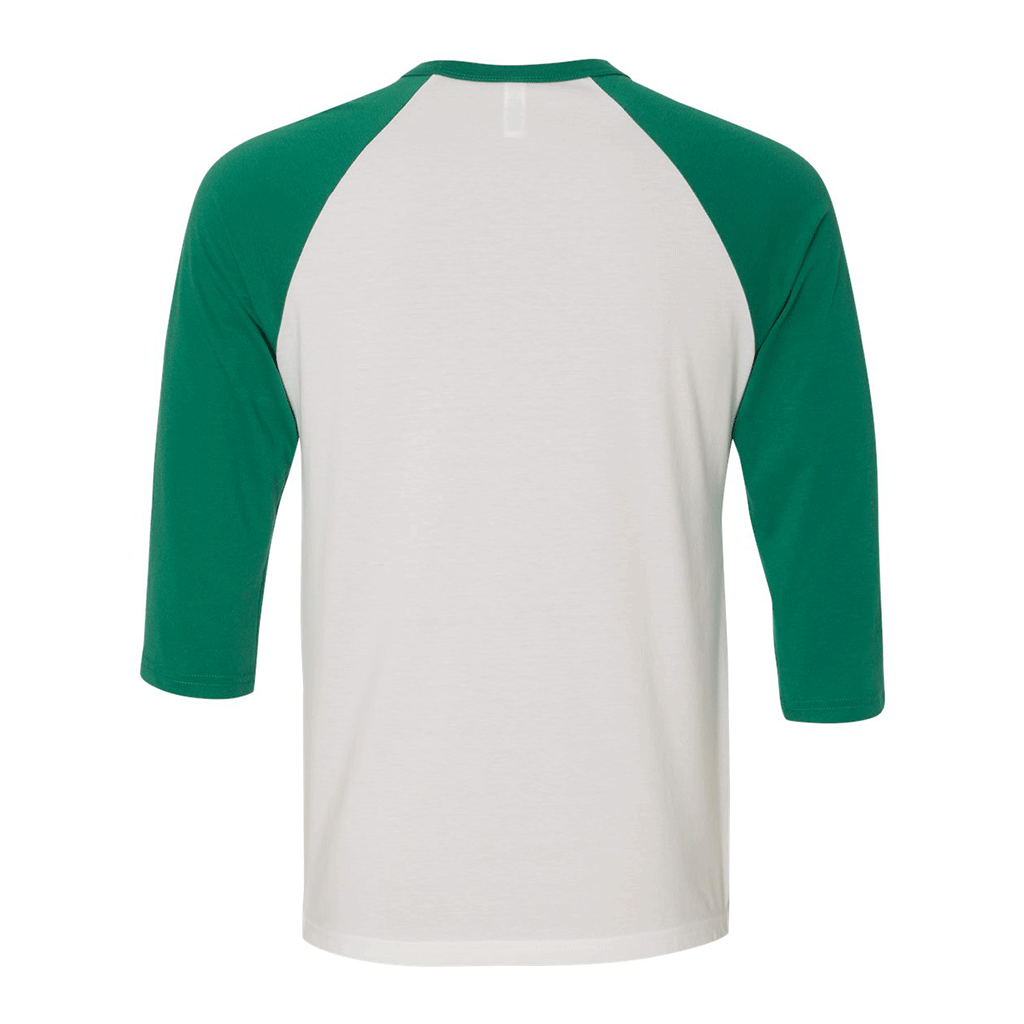 Bella + Canvas Unisex White/Kelly 3/4 Sleeve Baseball T-Shirt
