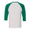 Bella + Canvas Unisex White/Kelly 3/4 Sleeve Baseball T-Shirt