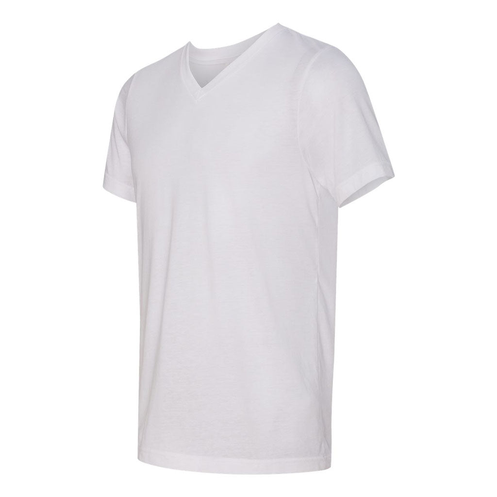 Bella + Canvas Unisex Solid White Triblend Short-Sleeve V-Neck T-Shirt