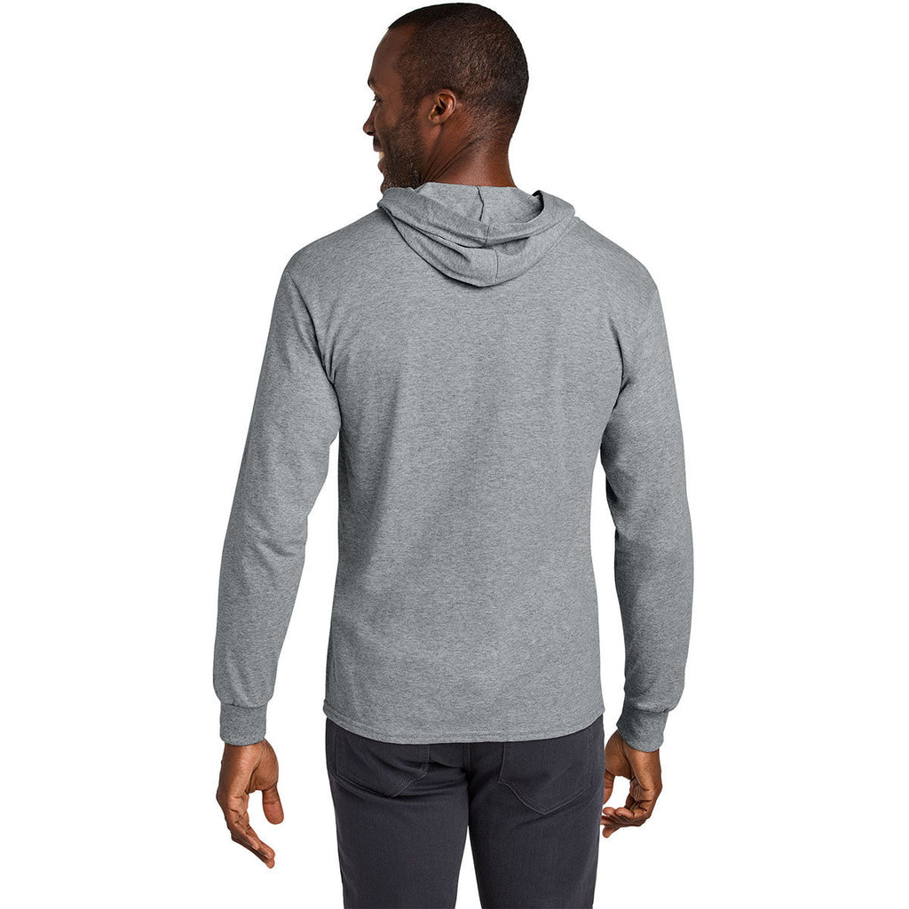 Jerzees Classics Unisex Athletic Heather Cotton Long Sleeve Hooded T-Shirt