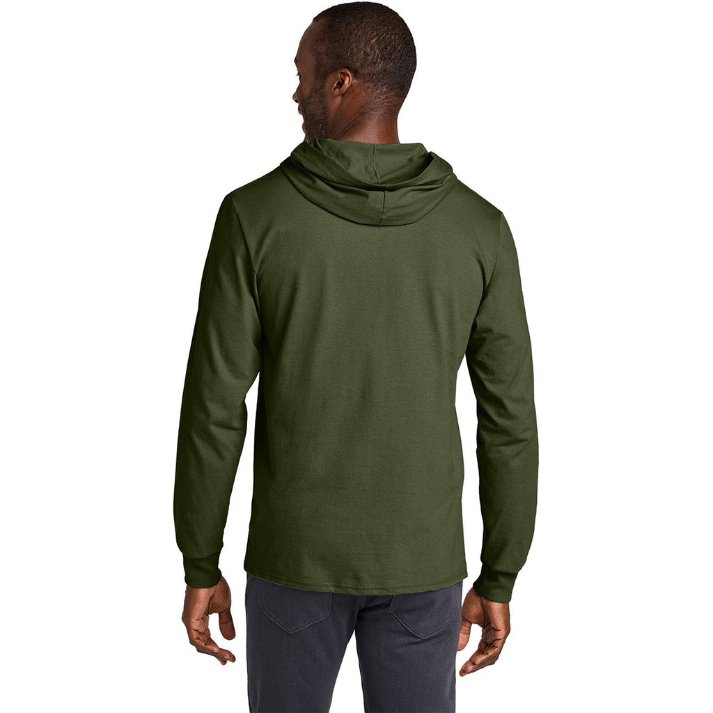 Jerzees Classics Unisex Military Green Cotton Long Sleeve Hooded T-Shirt