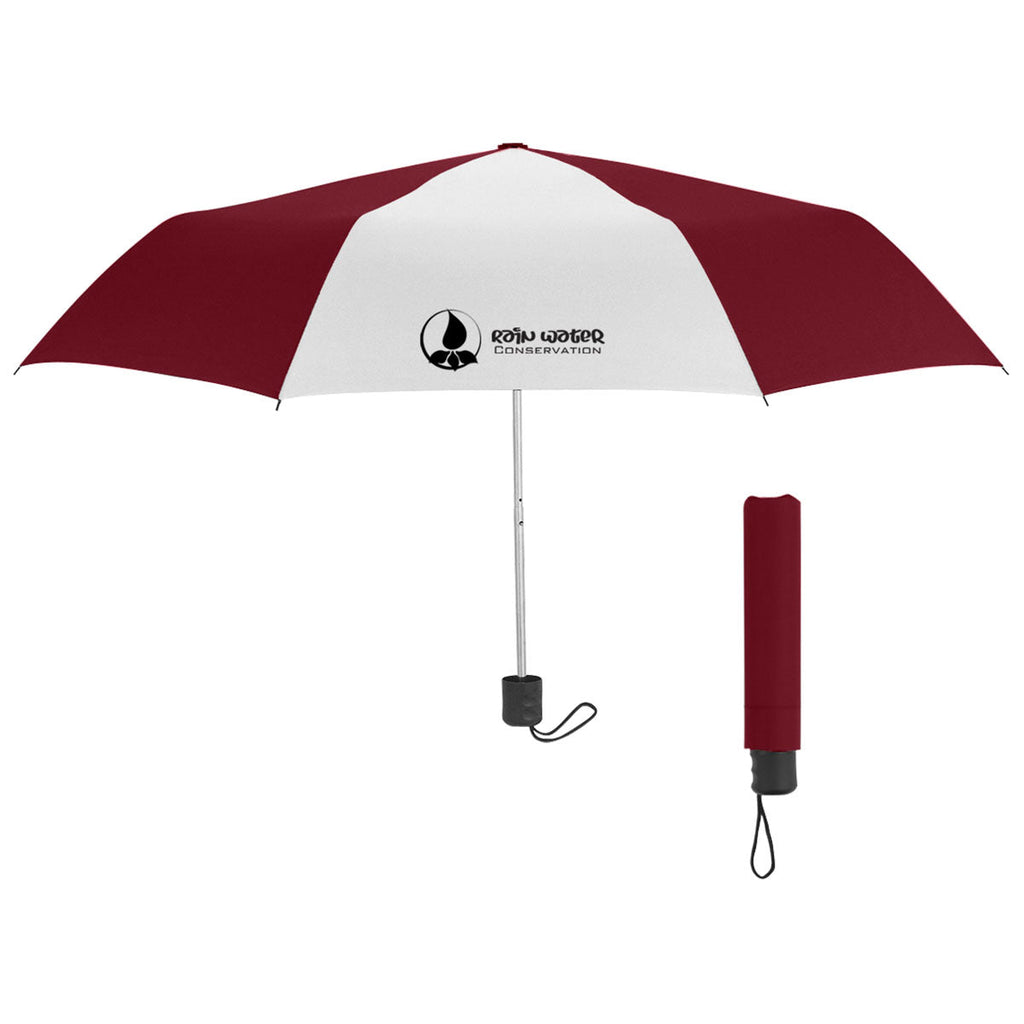 Hit Maroon/White 42" Arc Budget Telescopic Umbrella