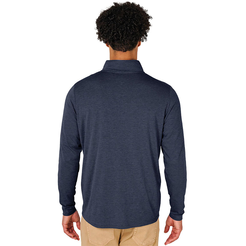 Charles River Men's Navy Heather Vista Tri-Blend Quarter Zip