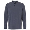 Adidas Men's Collegiate Navy Melange Henley Long Sleeve Tee
