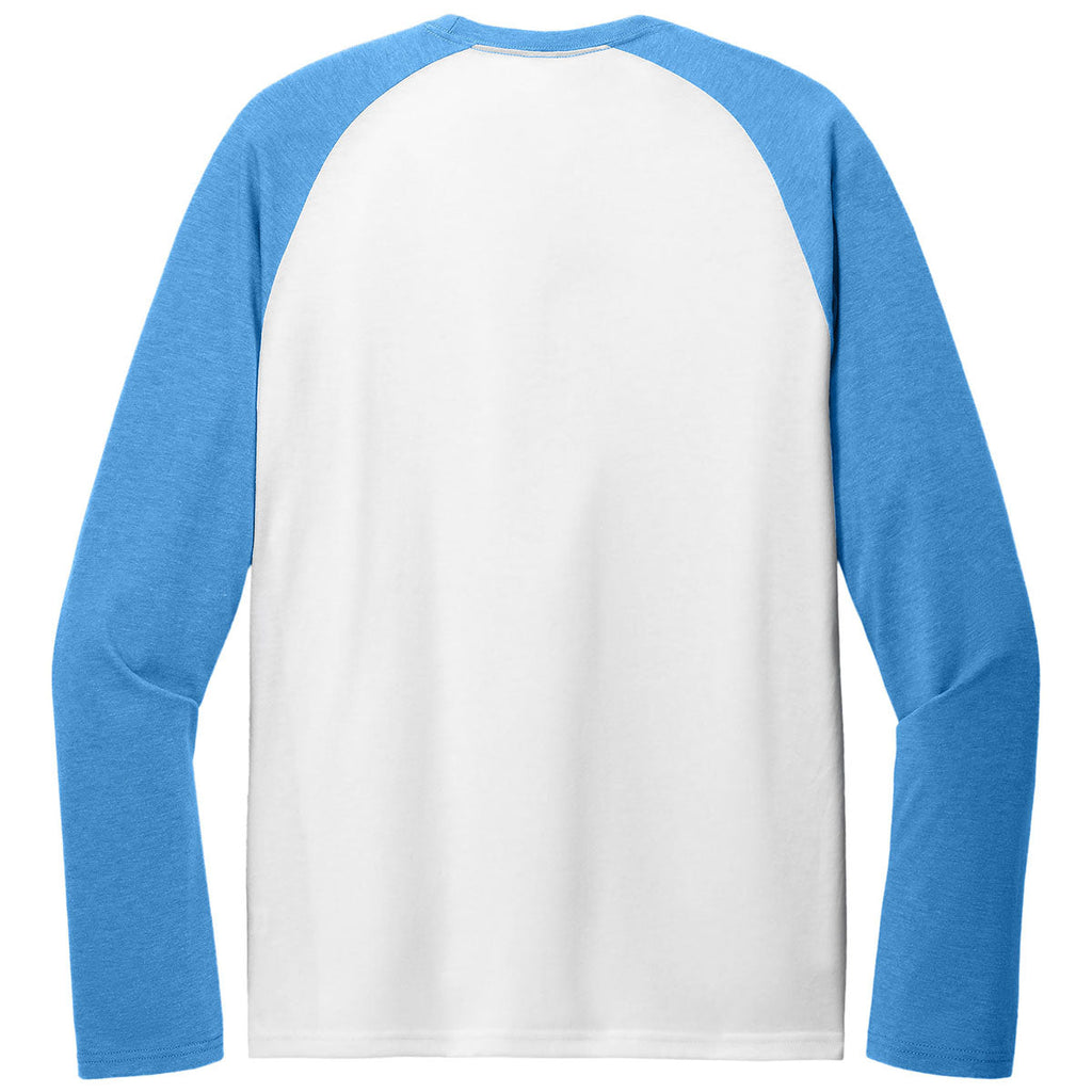 Allmade Unisex Azure Blue/Bright White Tri-Blend Long Sleeve Colorblock Raglan