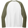 Allmade Unisex Olive You Green/Bright White Tri-Blend Long Sleeve Colorblock Raglan
