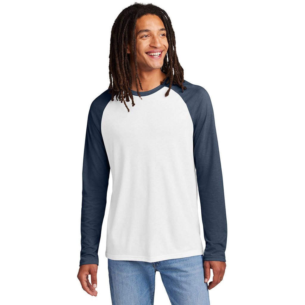 Allmade Unisex Rebel Blue/Bright White Tri-Blend Long Sleeve Colorblock Raglan