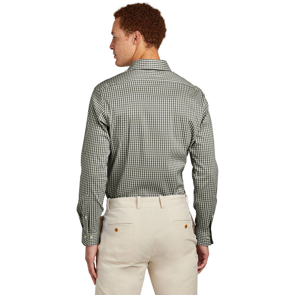 Brooks Brothers Men's Deep Black Check Tech Stretch Patterned Shirt