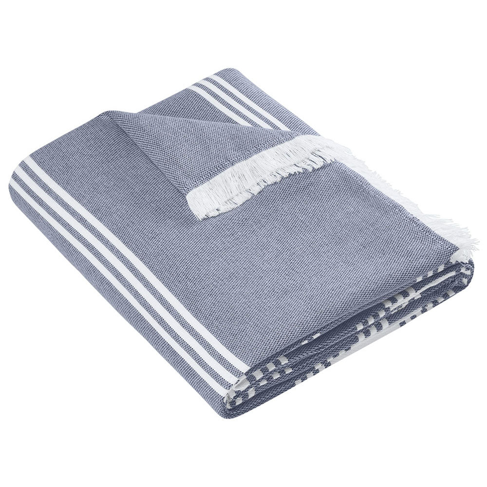Port Authority River Blue Navy/White Beach Throw