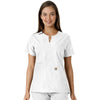 Carhartt Women's White Notch Neck Tunic Knit Panel Scrub Top