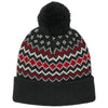 Port Authority Deep Black/Rich Red/Marshmallow Alpine Pom Beanie