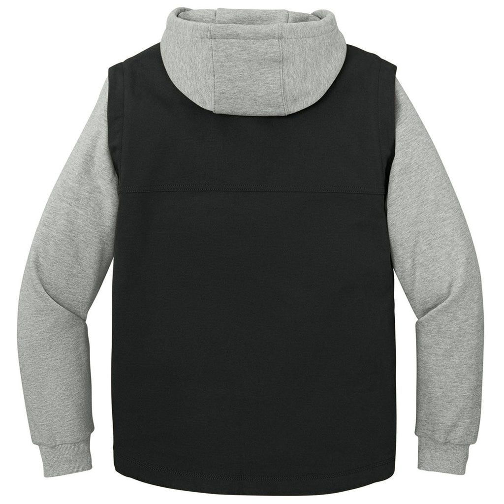 CornerStone Men's Black/Heather Grey Duck Fleece Full-Zip Hooded Jacket