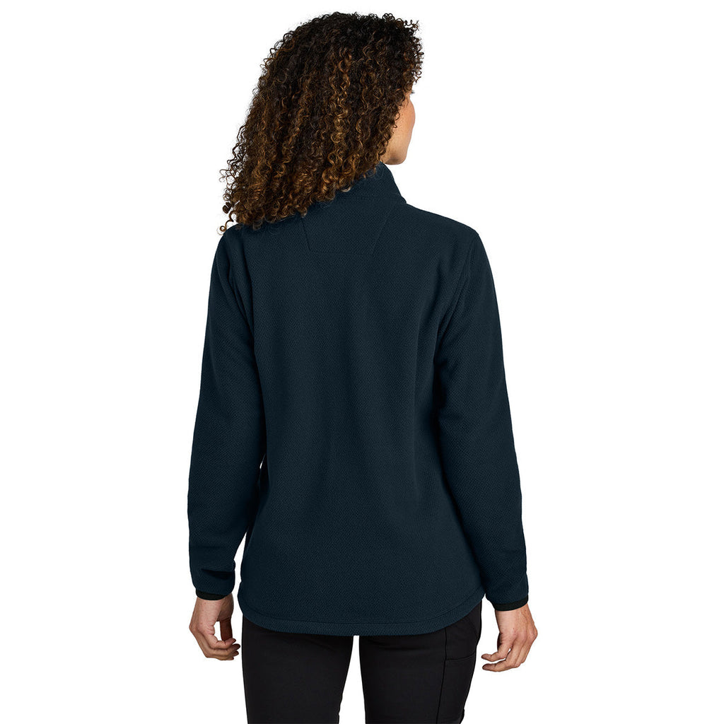 Carhartt Women's Navy Textured Full-Zip Fleece Jacket