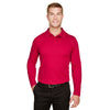 Devon & Jones Men's Red CrownLux Performance Plaited Long Sleeve Polo