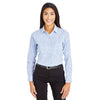 Devon & Jones Women's French Blue/White CrownLux Performance Micro Windowpane Shirt