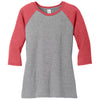District Women's Red Frost/ Grey Frost Perfect Tri 3/4-Sleeve Raglan